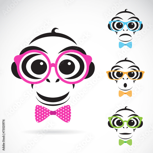 Vector image of a monkey wearing glasses on white background.