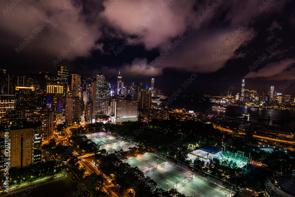 cityscape night Victoria Park Causeway Bay Hong Kong