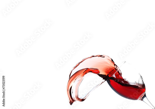 Splash of red wine isolated on white