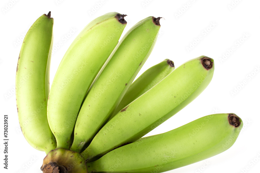 green banana raw isolated on white background