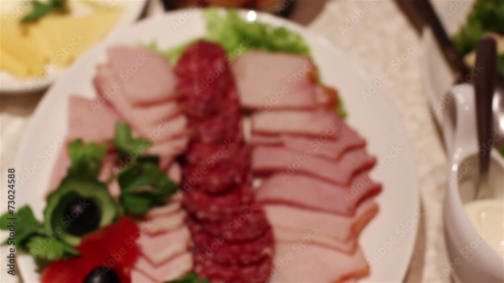 The served table in café