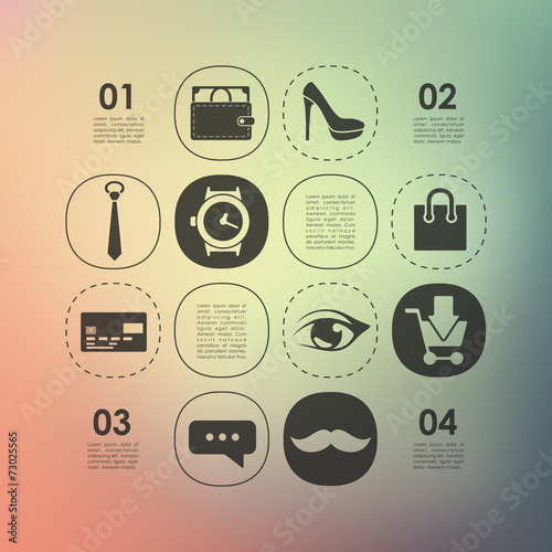 fashion infographic with unfocused background