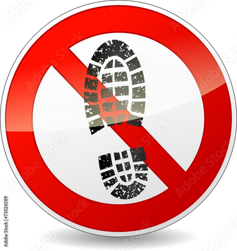 no shoes walking sign