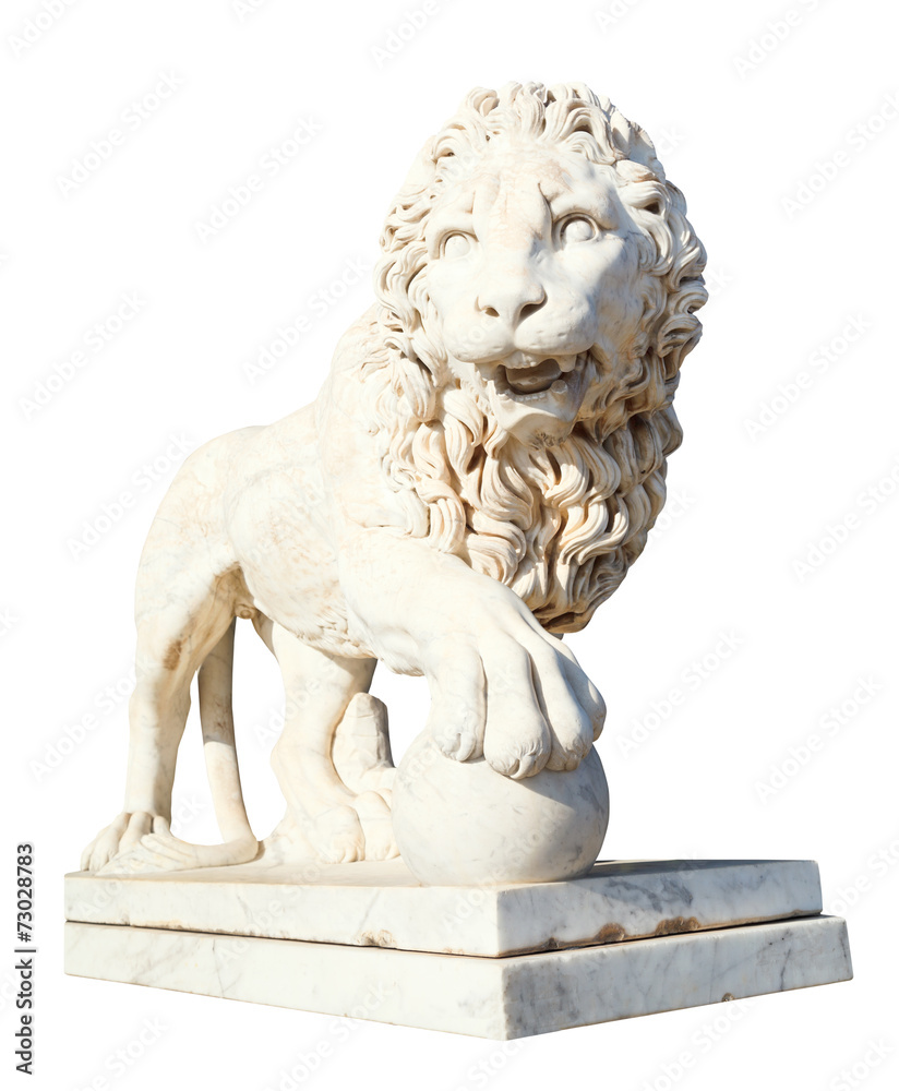 medici lion with sphere isolated on white