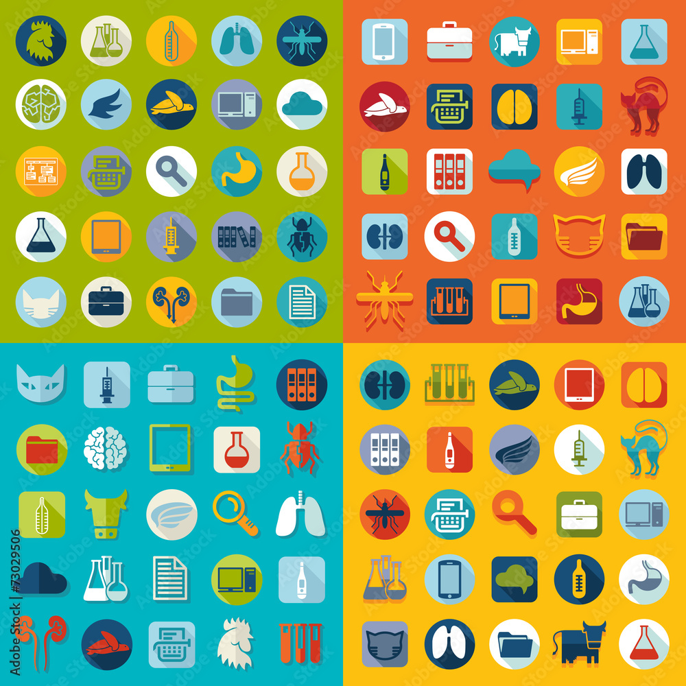 Set of veterinary flat icons Set of veterinary flat icons