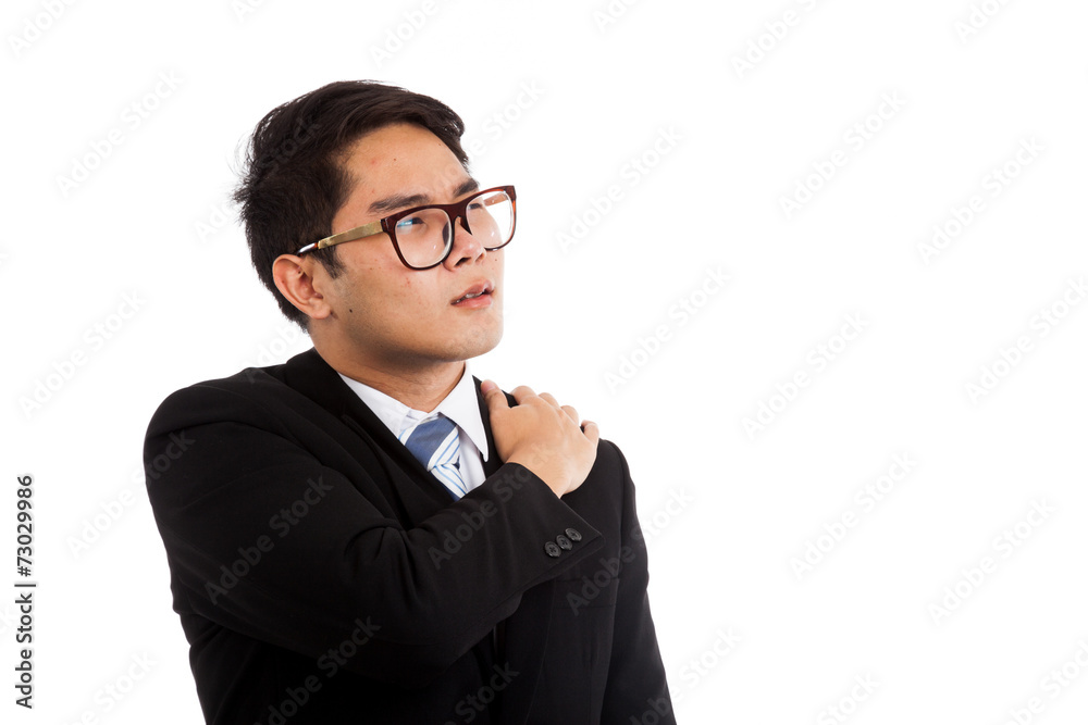 Asian businessman got shoulder pain Asian businessman got shoulder pain