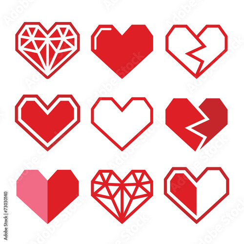Geometric red heart for Valentine's Day icons
