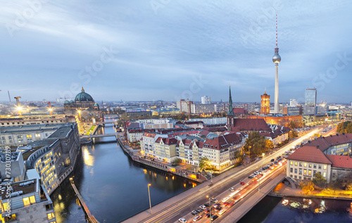 Evening in Berlin, aerial view