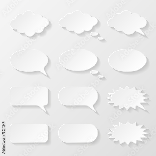 Set of paper speech bubbles