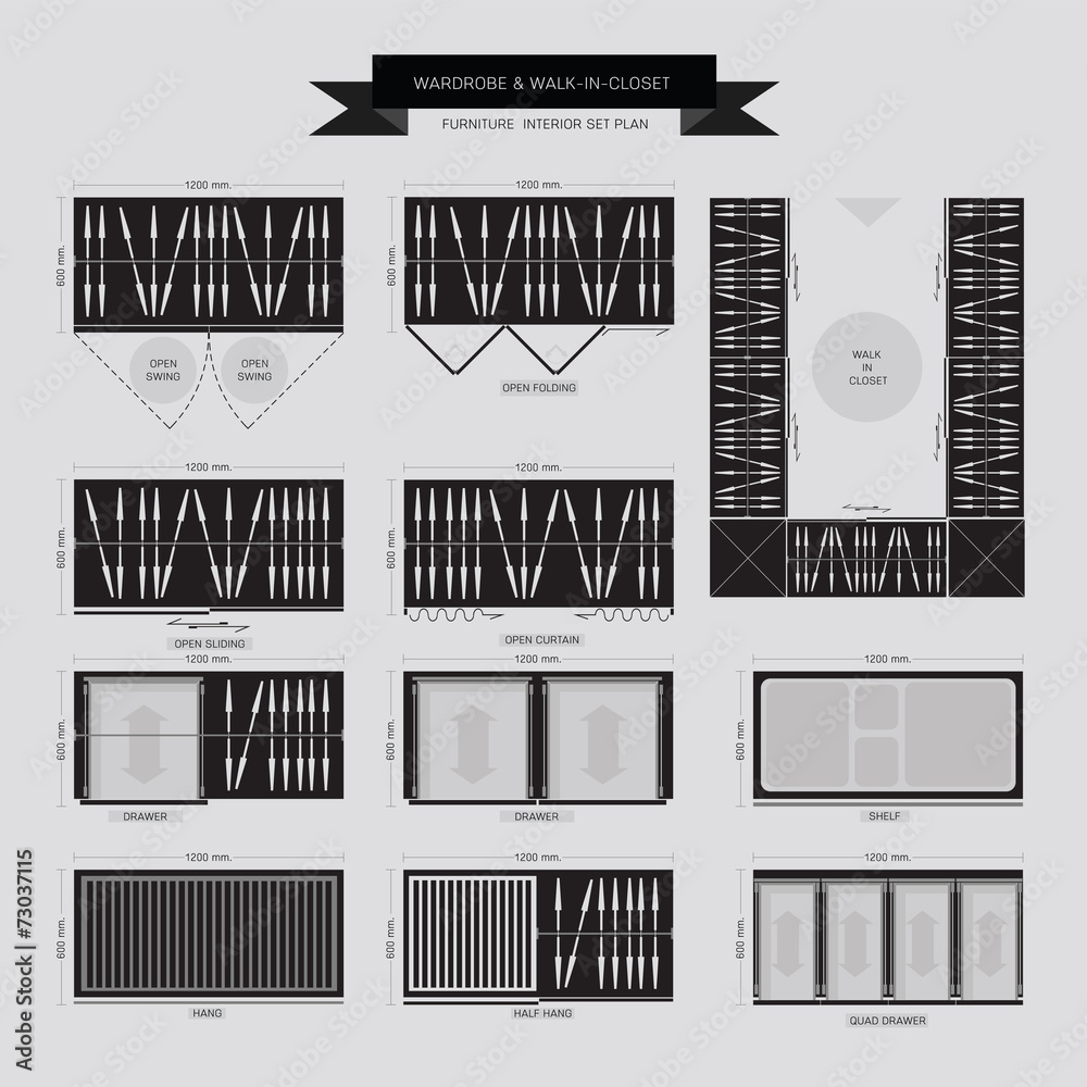 Fototapeta premium Wardrobe and walk in closet Furniture Icon