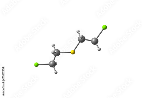 Sulfur mustard molecule isolated on white