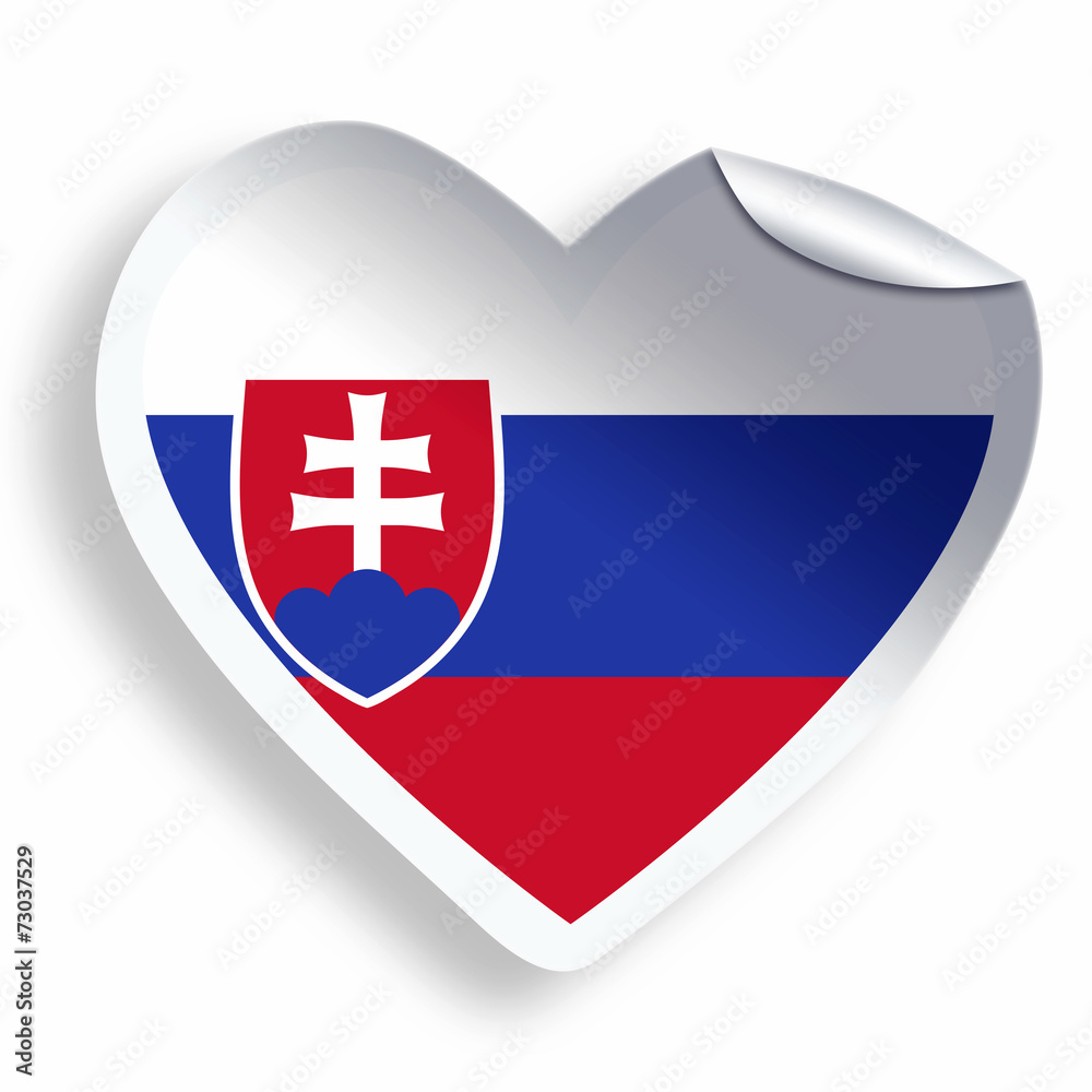Heart sticker with flag of Slovakia isolated on white