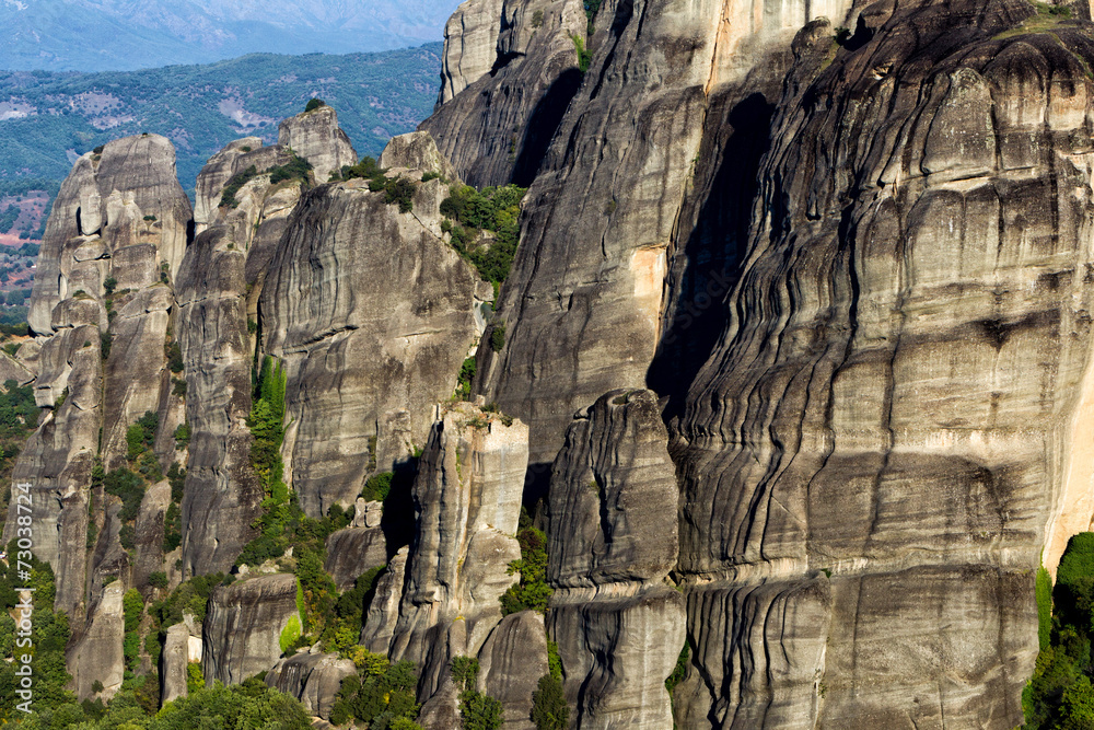 Big rocks on the mountains in Meteora, Greece.