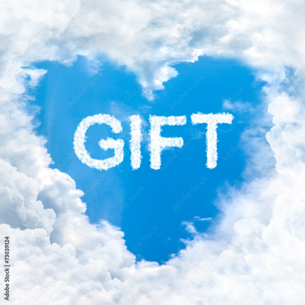 Fototapeta premium gift word nature on blue sky