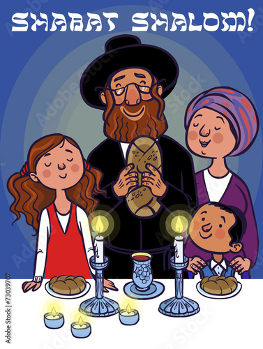 Happy shabat greeting card. Vector illustration