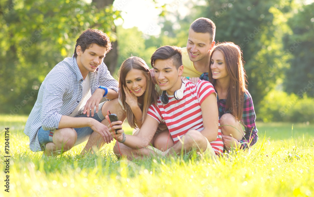 Friends Taking a Photo Together with Smartphone Friends Taking a Photo Together with Smartphone