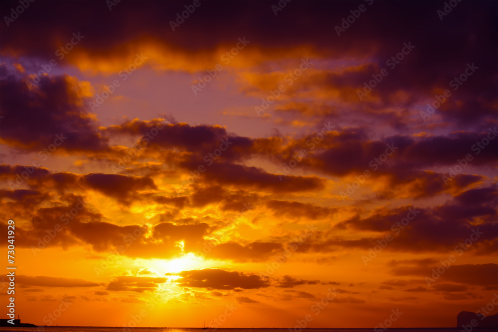 cloudy sunset over Alghero coastline