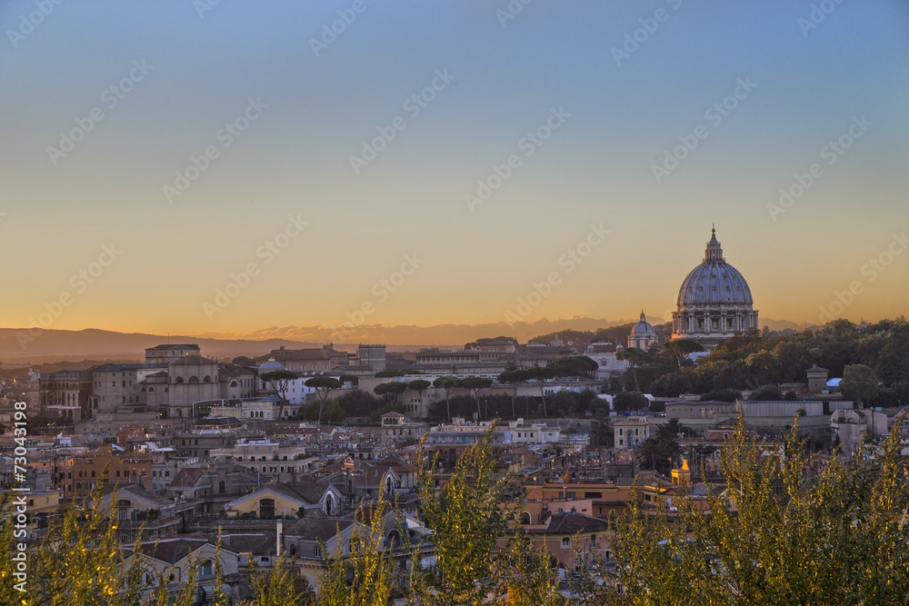 Cityscape of Rome with saint Peter dom