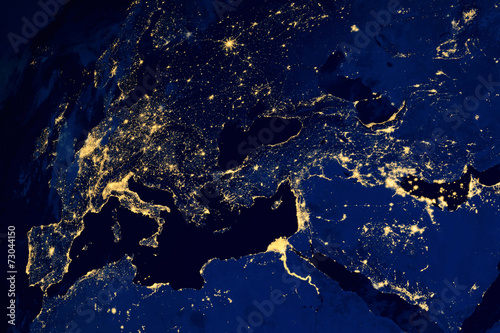 Satellite map of European cities night #73044150