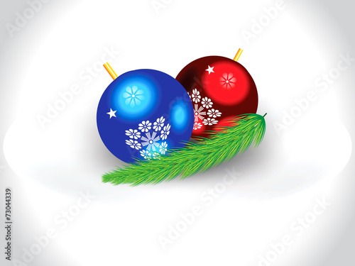 abstract artistic glossy christmas balls with leaf