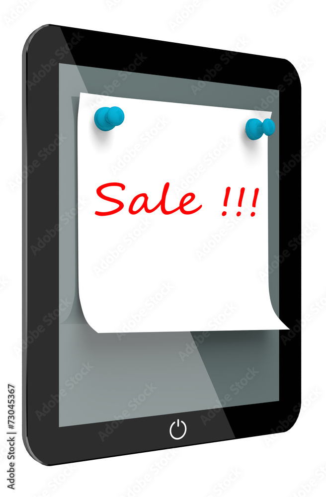 Digital Tablet and paper notice with pin