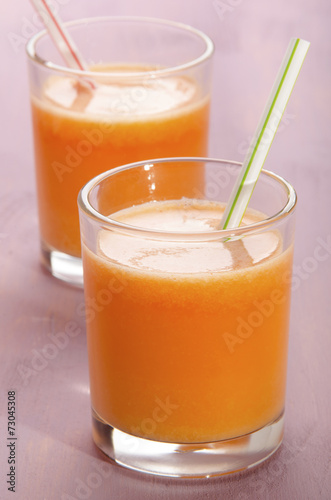 carrot and turnip smoothie in a shot glass