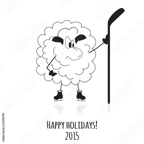 Cartoon sheep on skates vector
