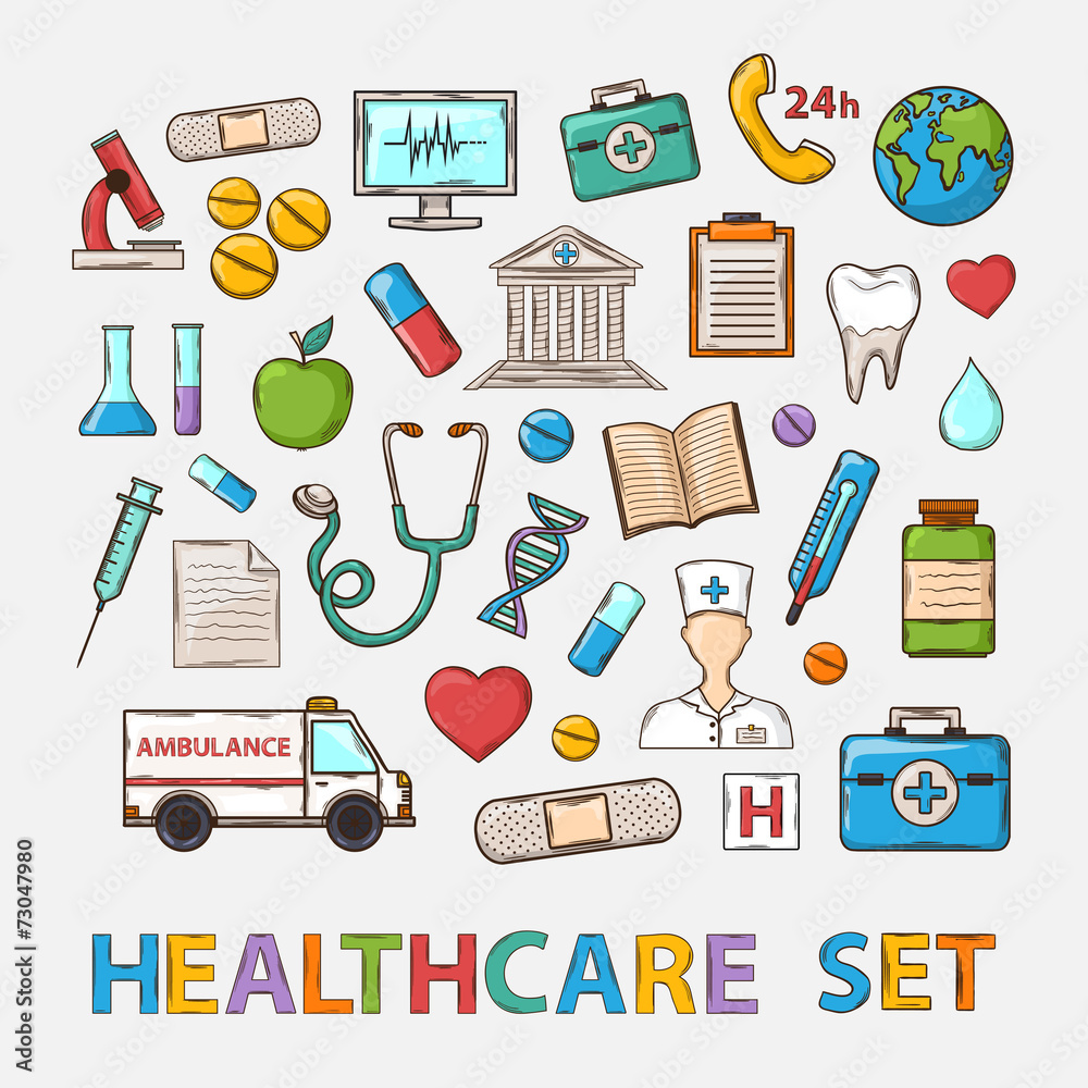 Vector Medical doddle set Vector Medical doddle set