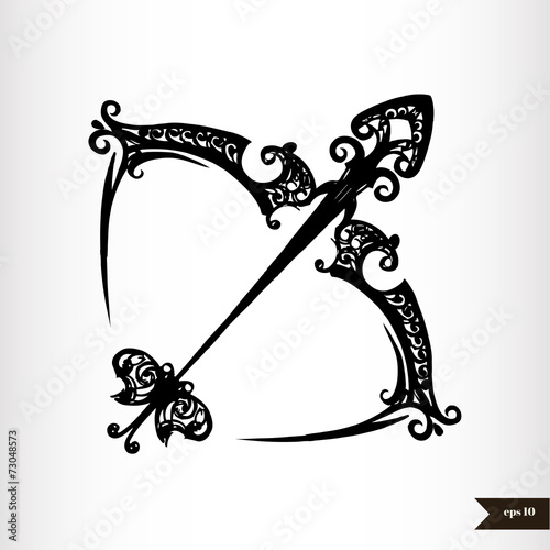 Zodiac signs black and white - Sagittarius