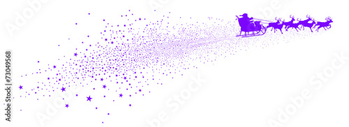 fliegender Weihnachtsmann, Rentiere, Sternschnuppe, Santa Claus