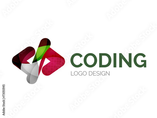 Code icon logo design made of color pieces