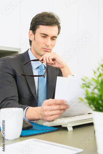 Businessman reading a report