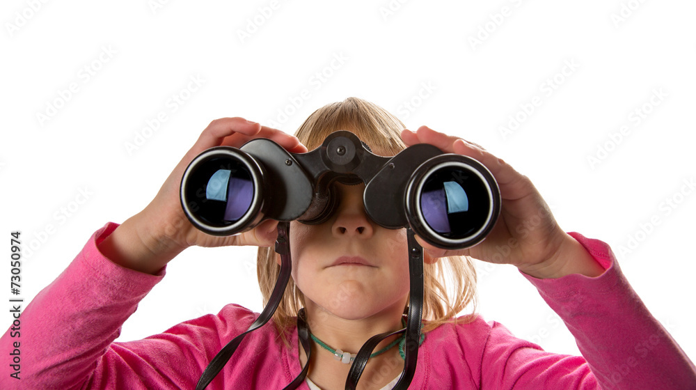 Girl with Binoculars Looking at Camera Girl with Binoculars Looking at Camera
