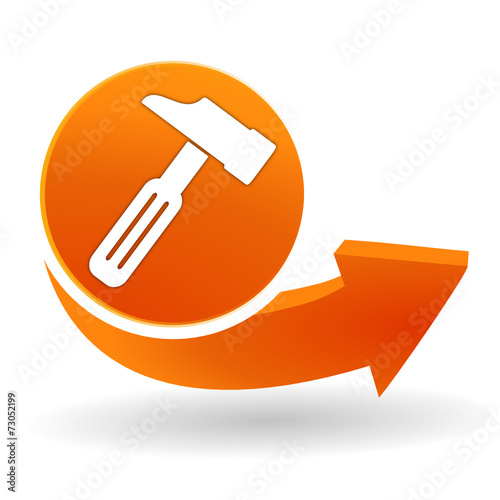 marteau sur bouton web orange