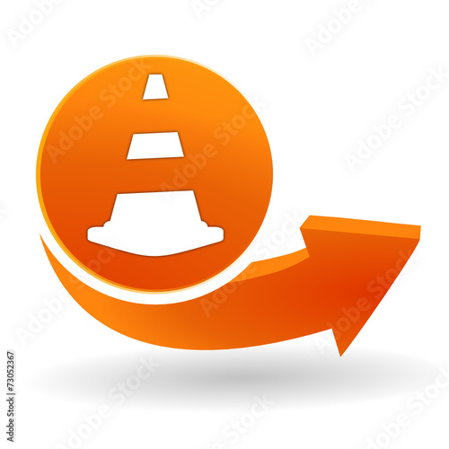 travaux routier sur bouton web orange