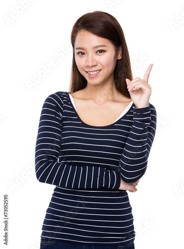 Asian woman finger up