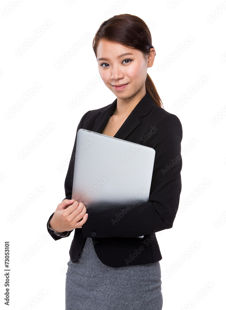 Businesswoman with laptop computer Businesswoman with laptop computer