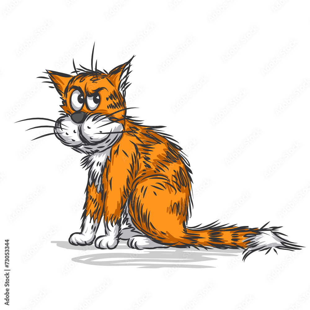 Vector sketch of a ginger cat