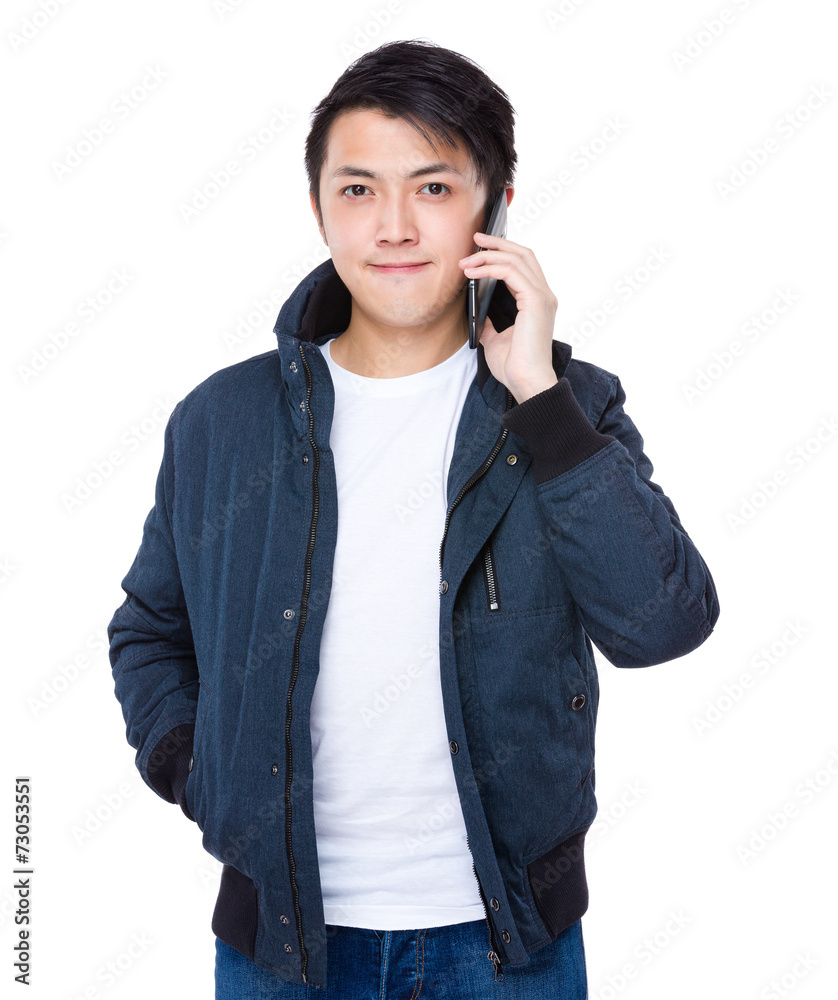 Man talk to mobile phone Man talk to mobile phone