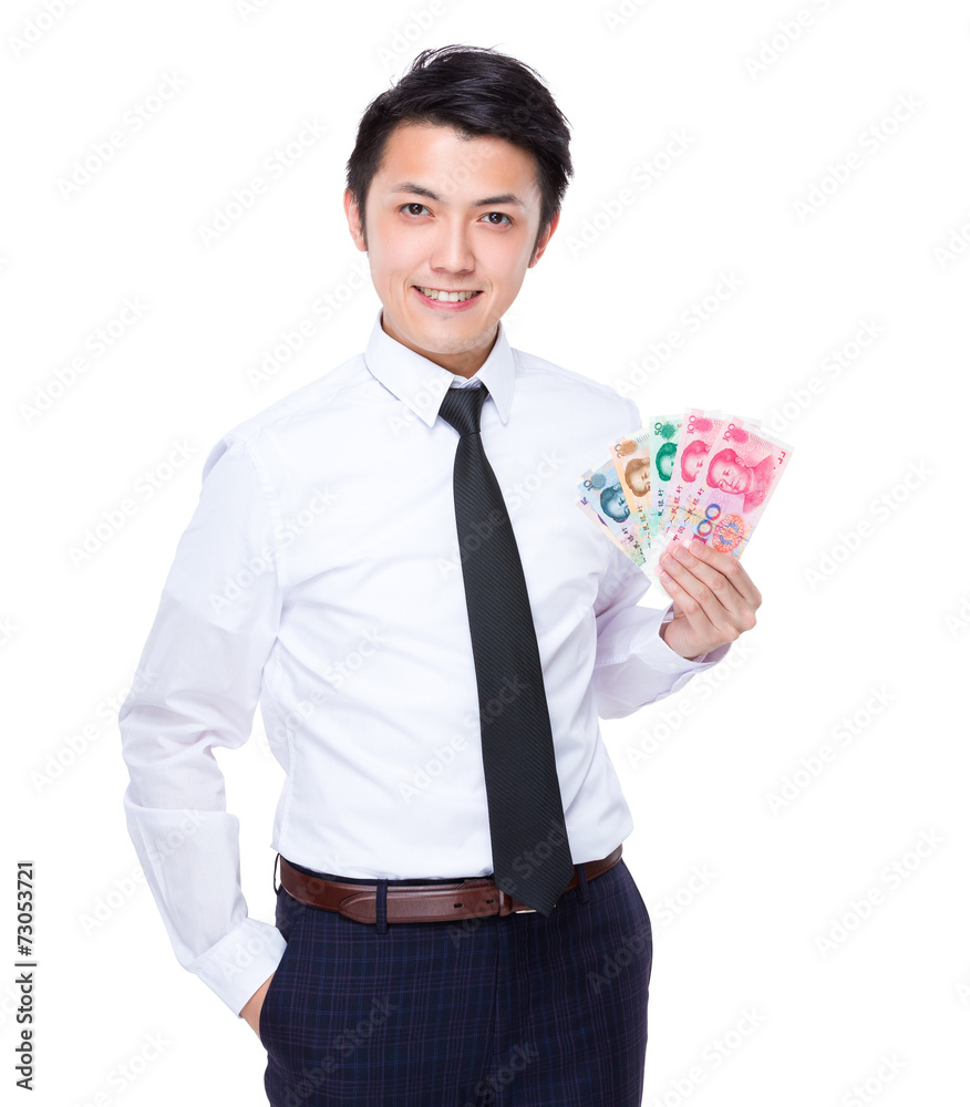 Businessman hold with Chinese banknote
