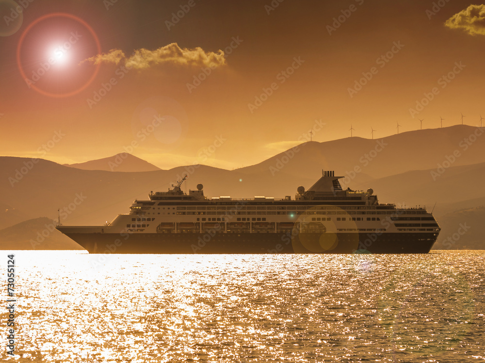 Luxury Cruise Ship at sunset
