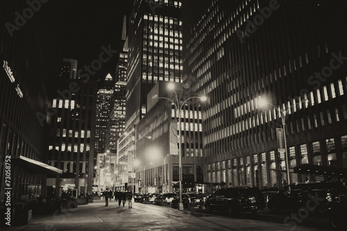 Midtown Manhattan Street at Night