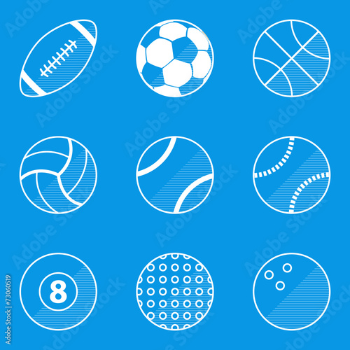 Blueprint icon set. Sport ball