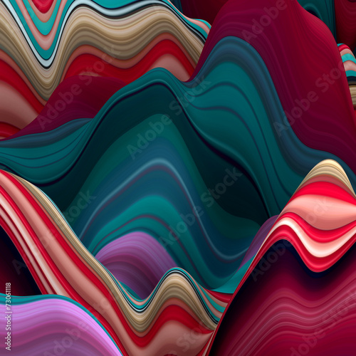 abstract wavy lines, 3d background, decorative landscape