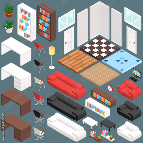 Isometric Office Planning. 3D Vector Creation Kit photo