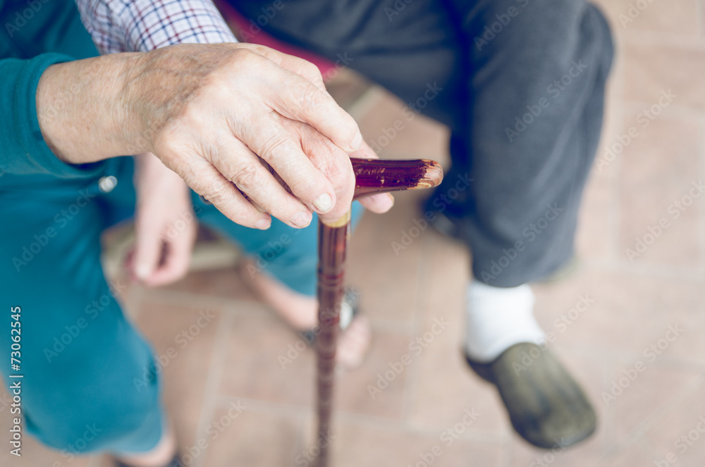 old couple with cane