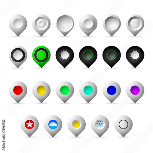 Colored markers geolocation vector icons