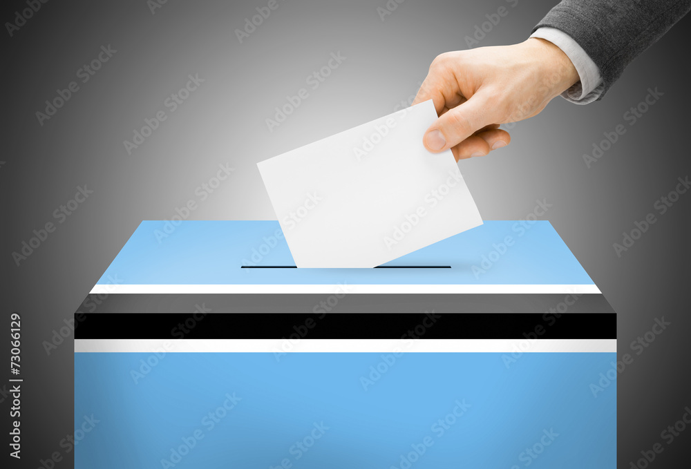 Ballot box painted into national flag colors - Botswana Ballot box painted into national flag colors - Botswana