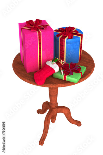 Farbige Geschenke auf einem Holztisch 2 © ikuni