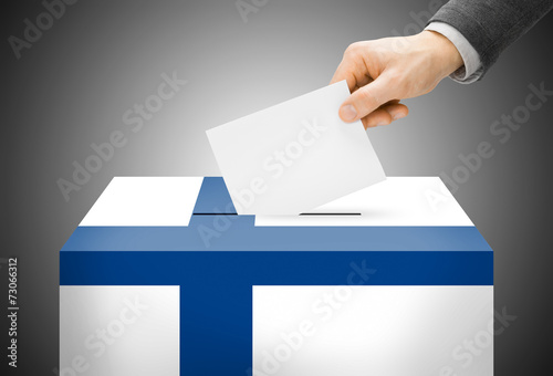 Ballot box painted into national flag colors - Finland